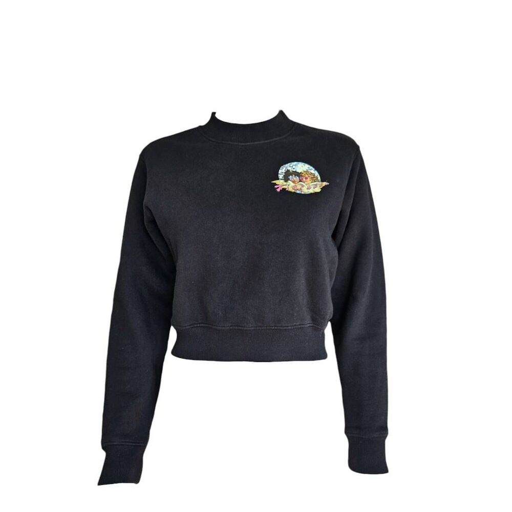 fiorucci disco angels crop sweat black sweatshirt